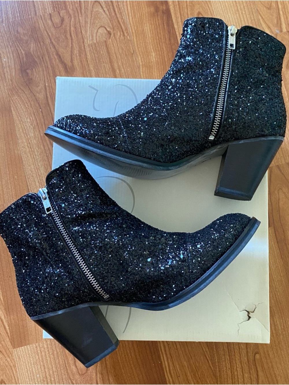 Black Glitter Boots Topshop